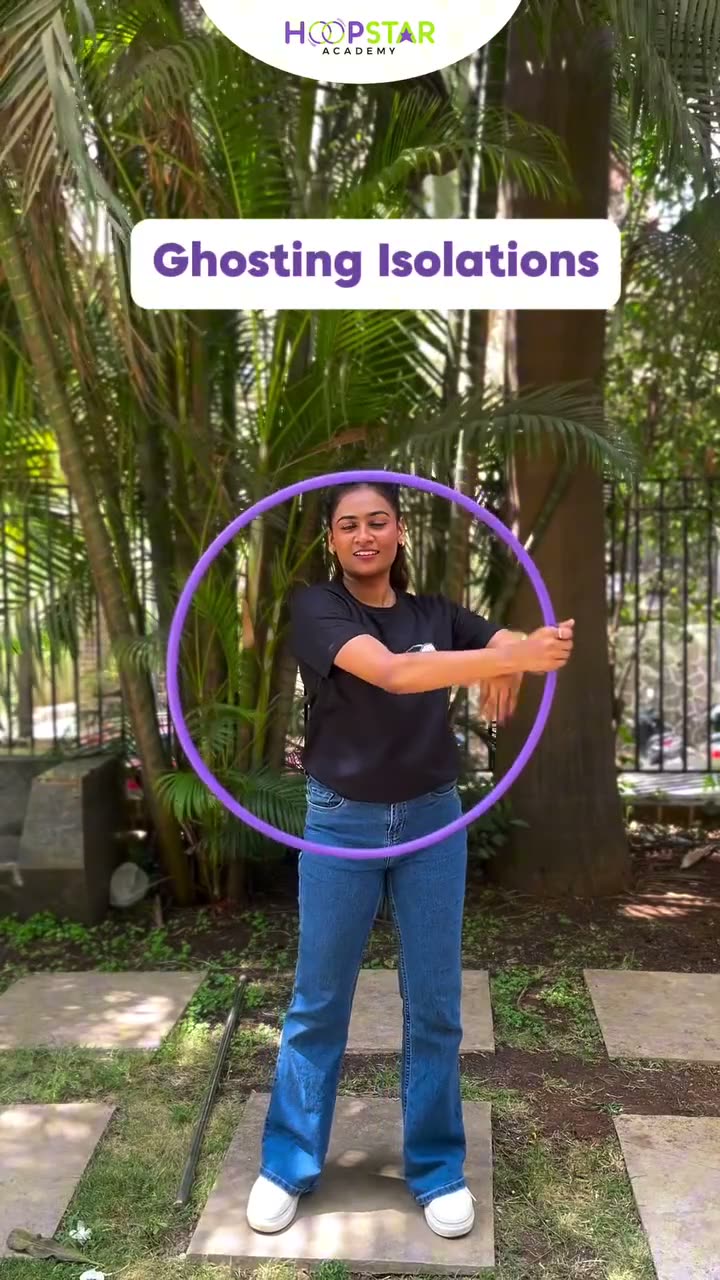 A child demonstrating Ghosting Isolations — a Level 7 hula hoop skill
