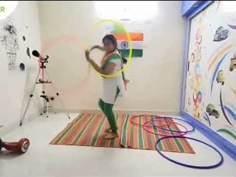 HoopStar student Samanvitha performing a Republic Day hula hoop routine